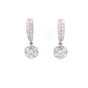 Mindy Hoop and Dangle Earrings in 18k white gold with diamonds