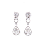 Load image into Gallery viewer, Lara Diamond Cluster Drop Earrings in 18k white gold
