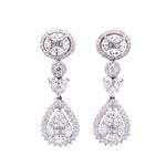 Load image into Gallery viewer, Thea Diamond Cluster Drop Earrings in 18k white gold with diamonds
