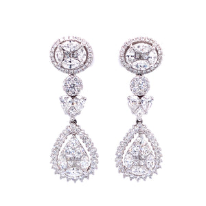 Thea Diamond Cluster Drop Earrings in 18k white gold with diamonds