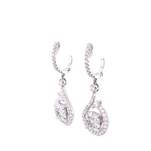 Alice Hoop and Dangle Earrings in 18k white gold with diamonds