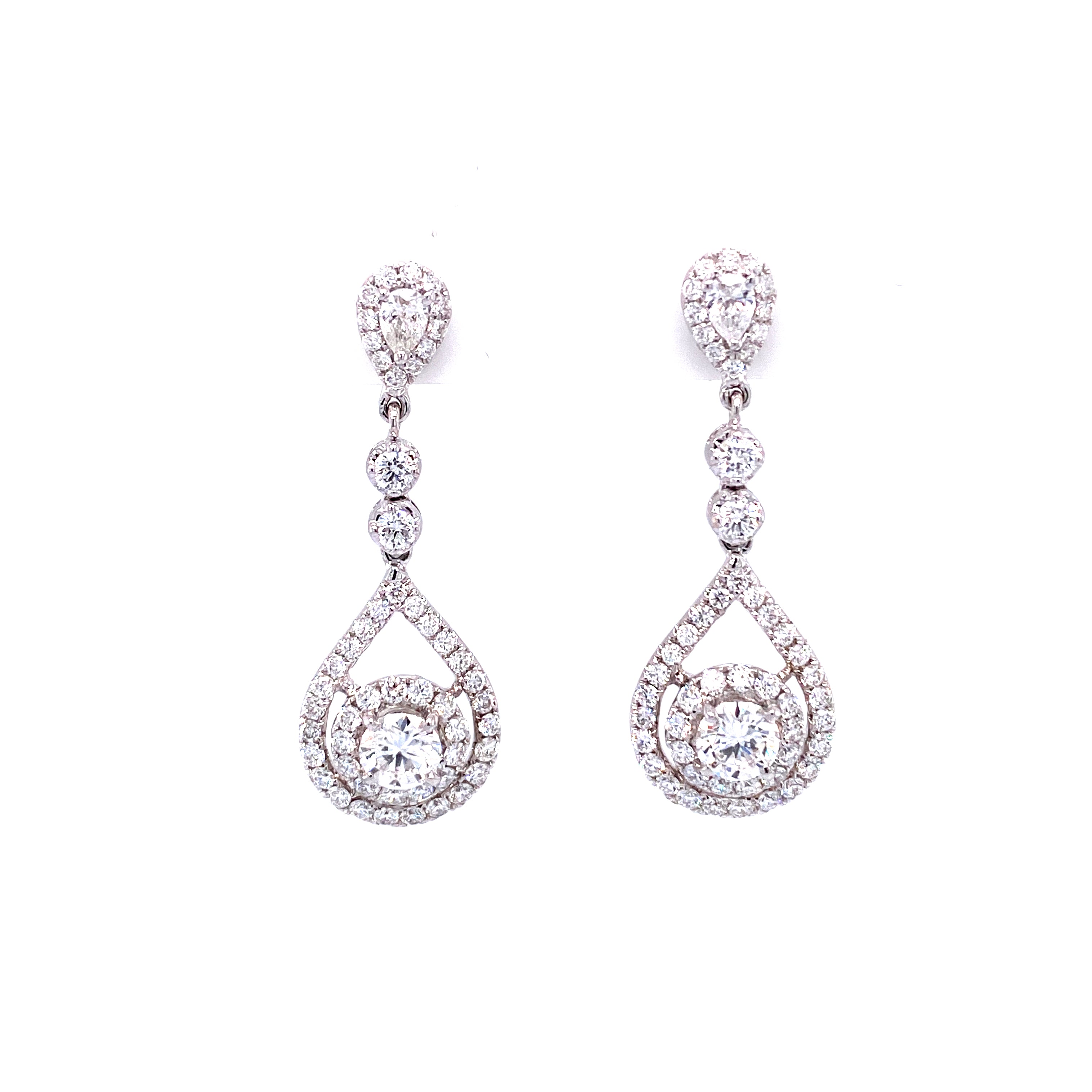 Juniper Drop Earrings in 18k white gold with diamonds