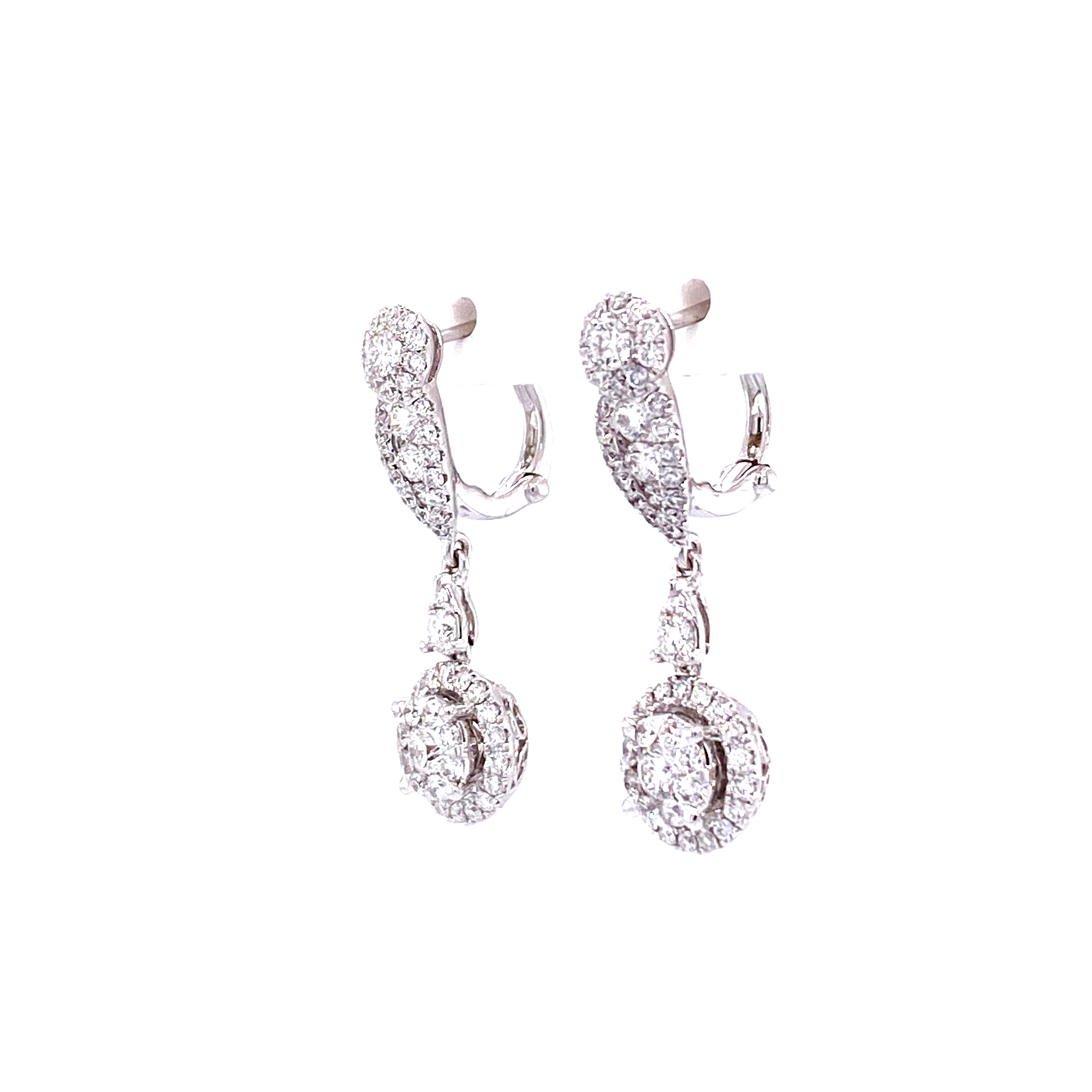 Marlowe Hoop and Dangle Earrings in 18k white gold with diamonds