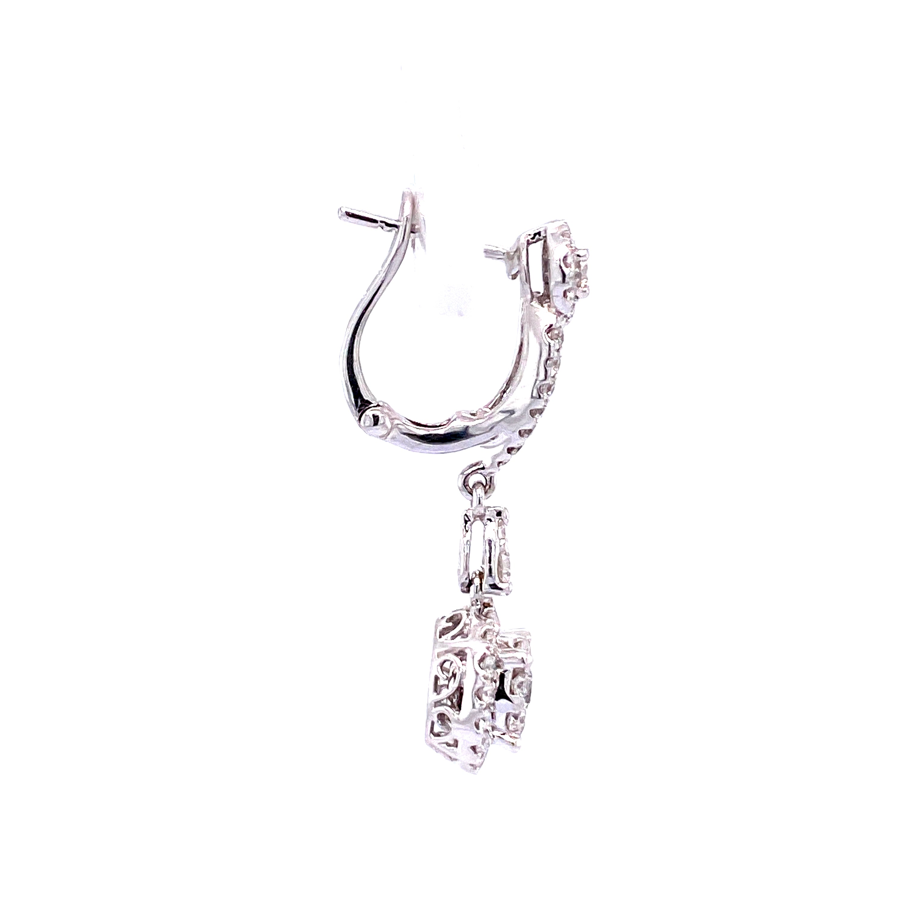 Marlowe Hoop and Dangle Earrings in 18k white gold with diamonds