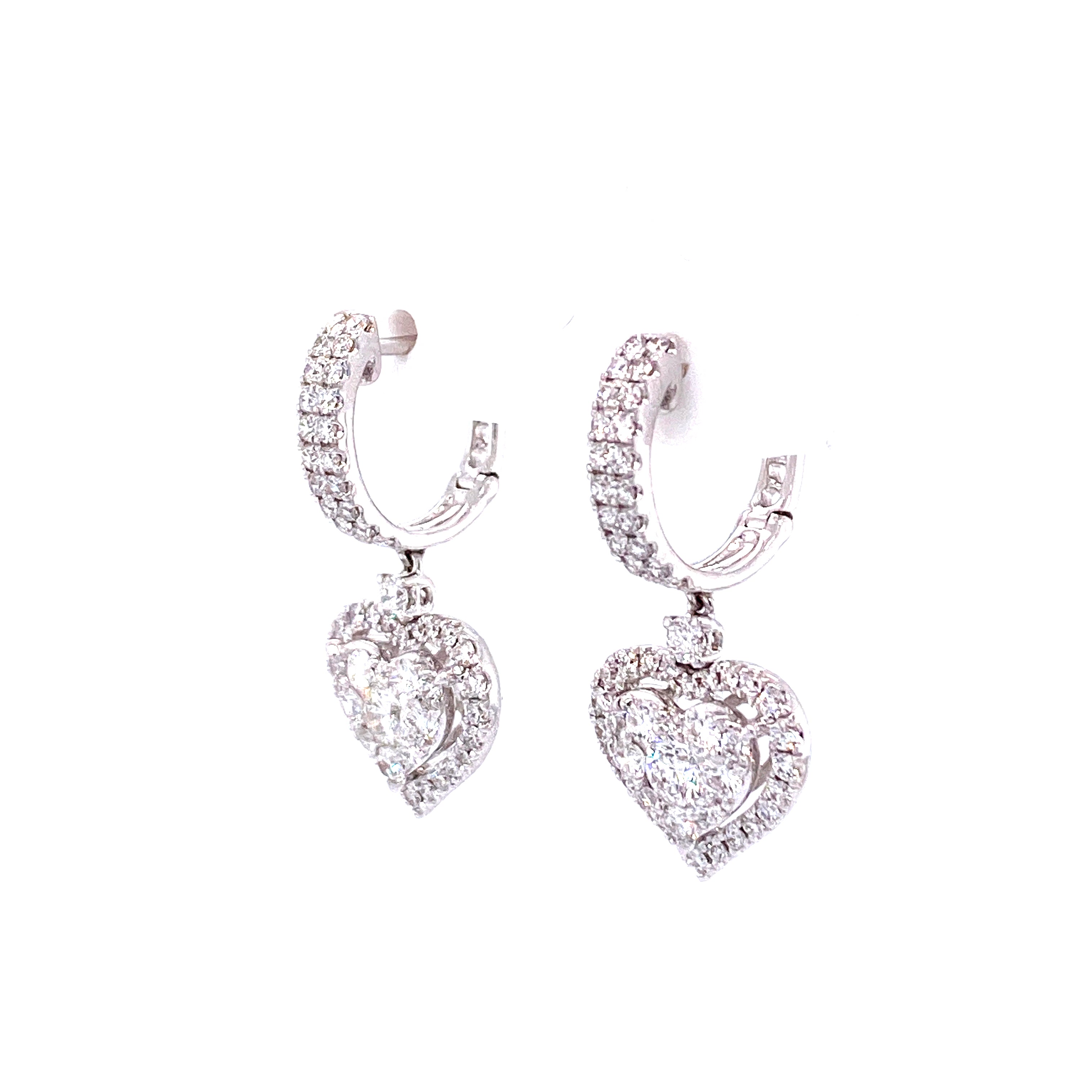 Jennifer Hoop and Dangle Earrings in 18k white gold with diamonds