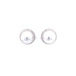 Load image into Gallery viewer, Cleo Pearl Stud Earrings in 18k white gold with diamonds
