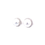 Load image into Gallery viewer, Cleo Pearl Stud Earrings in 18k white gold with diamonds
