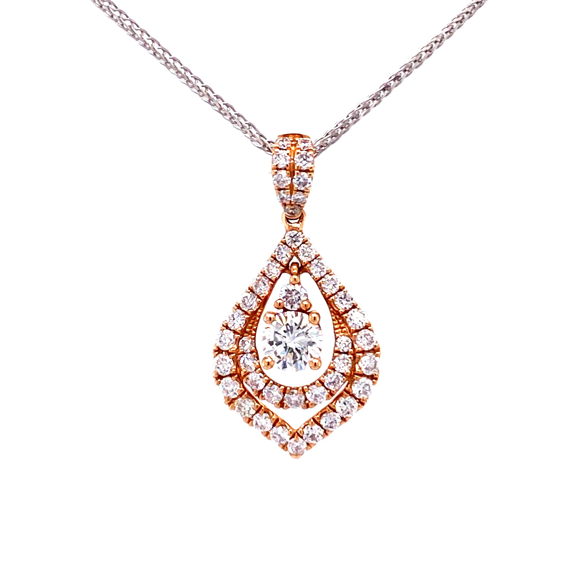 Caroline Pendant in 18k rose gold with diamonds