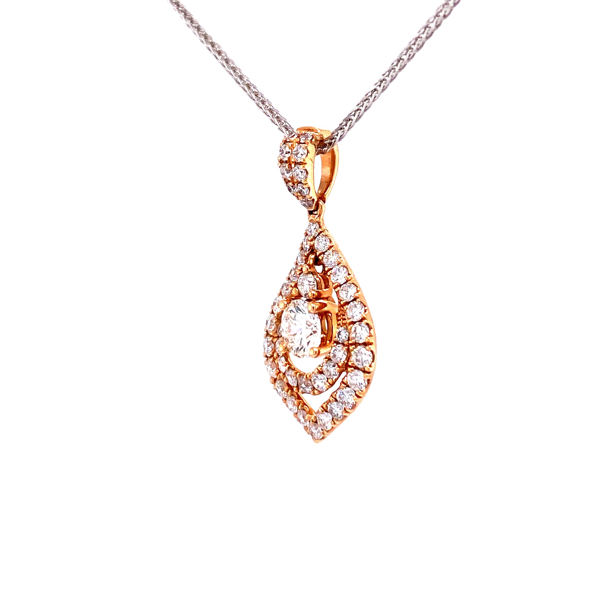 Caroline Pendant in 18k rose gold with diamonds