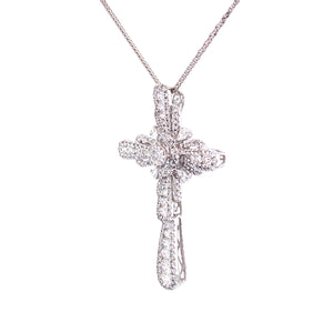 Hannah Cross Pendant in 18k white gold with diamonds