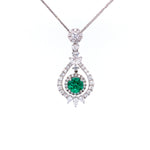 Load image into Gallery viewer, Arna Emerald Pendant in 18k white gold with diamonds
