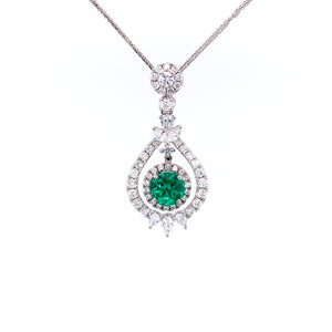 Arna Emerald Pendant in 18k white gold with diamonds