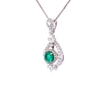 Load image into Gallery viewer, Arna Emerald Pendant in 18k white gold with diamonds
