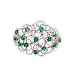 Load image into Gallery viewer, Esme Emerald Bangle in 18k white gold with diamonds
