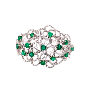 Esme Emerald Bangle in 18k white gold with diamonds