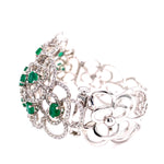 Load image into Gallery viewer, Esme Emerald Bangle in 18k white gold with diamonds
