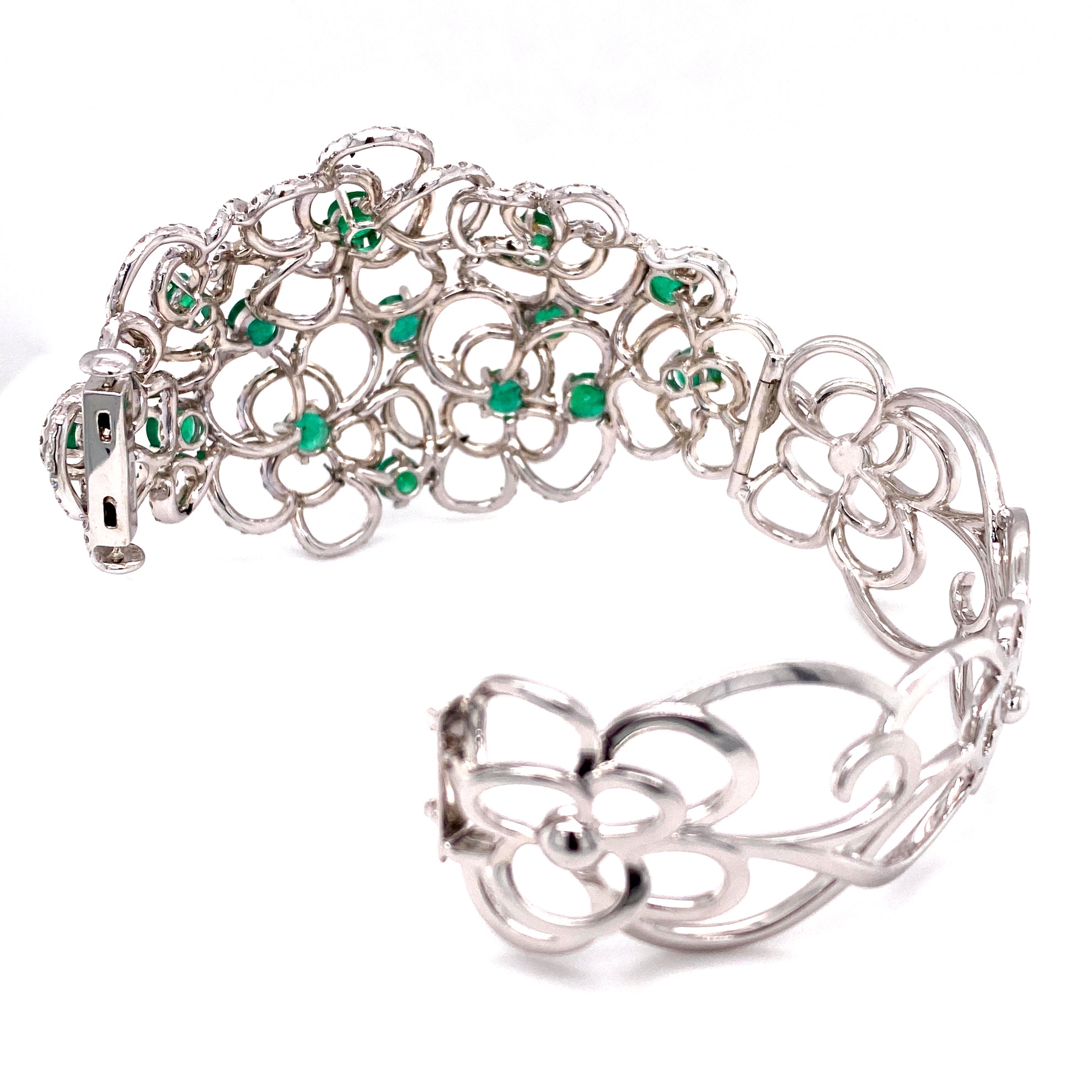 Esme Emerald Bangle in 18k white gold with diamonds