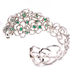 Load image into Gallery viewer, Esme Emerald Bangle in 18k white gold with diamonds
