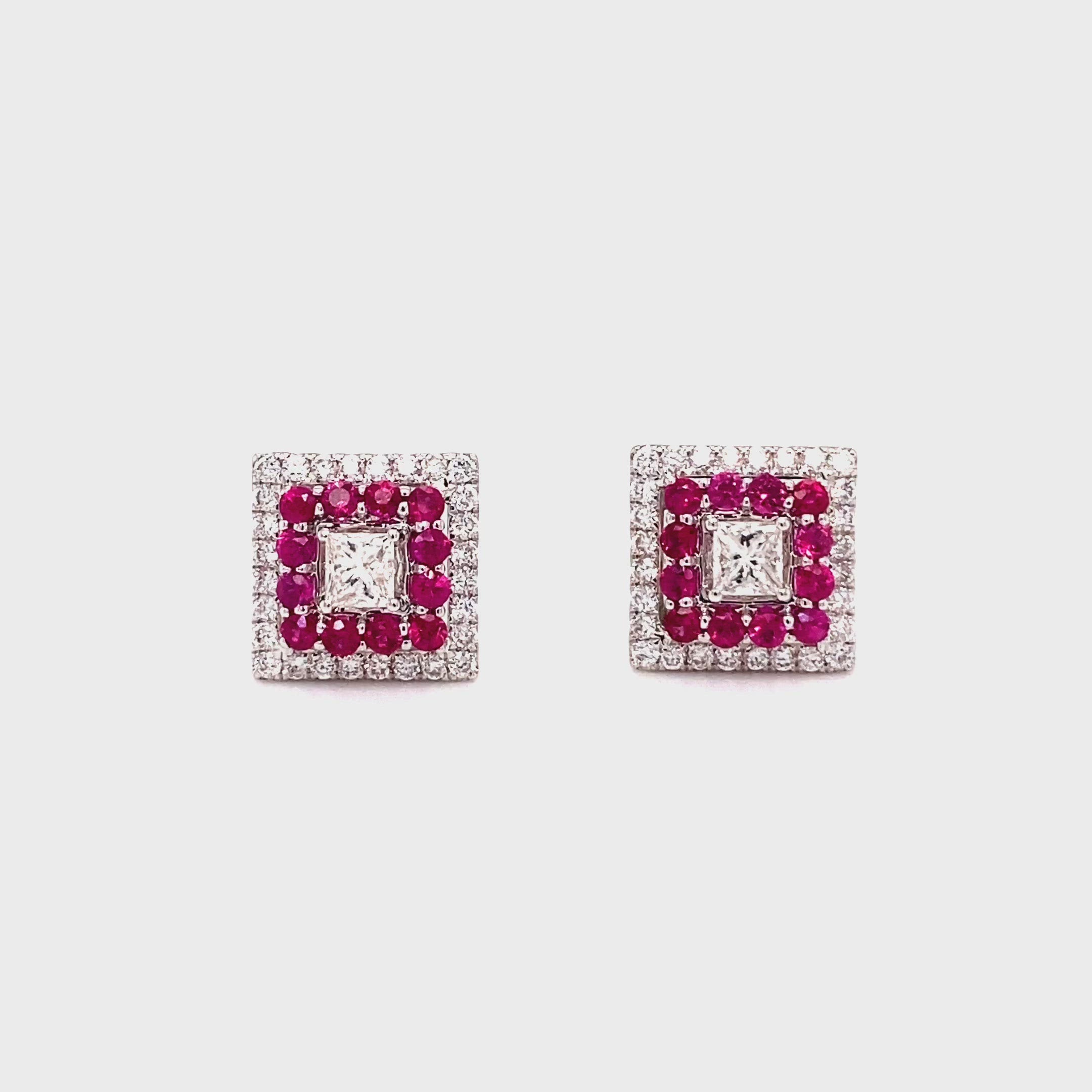 Alora Rubie Stud Earrings in 18k white gold with diamonds