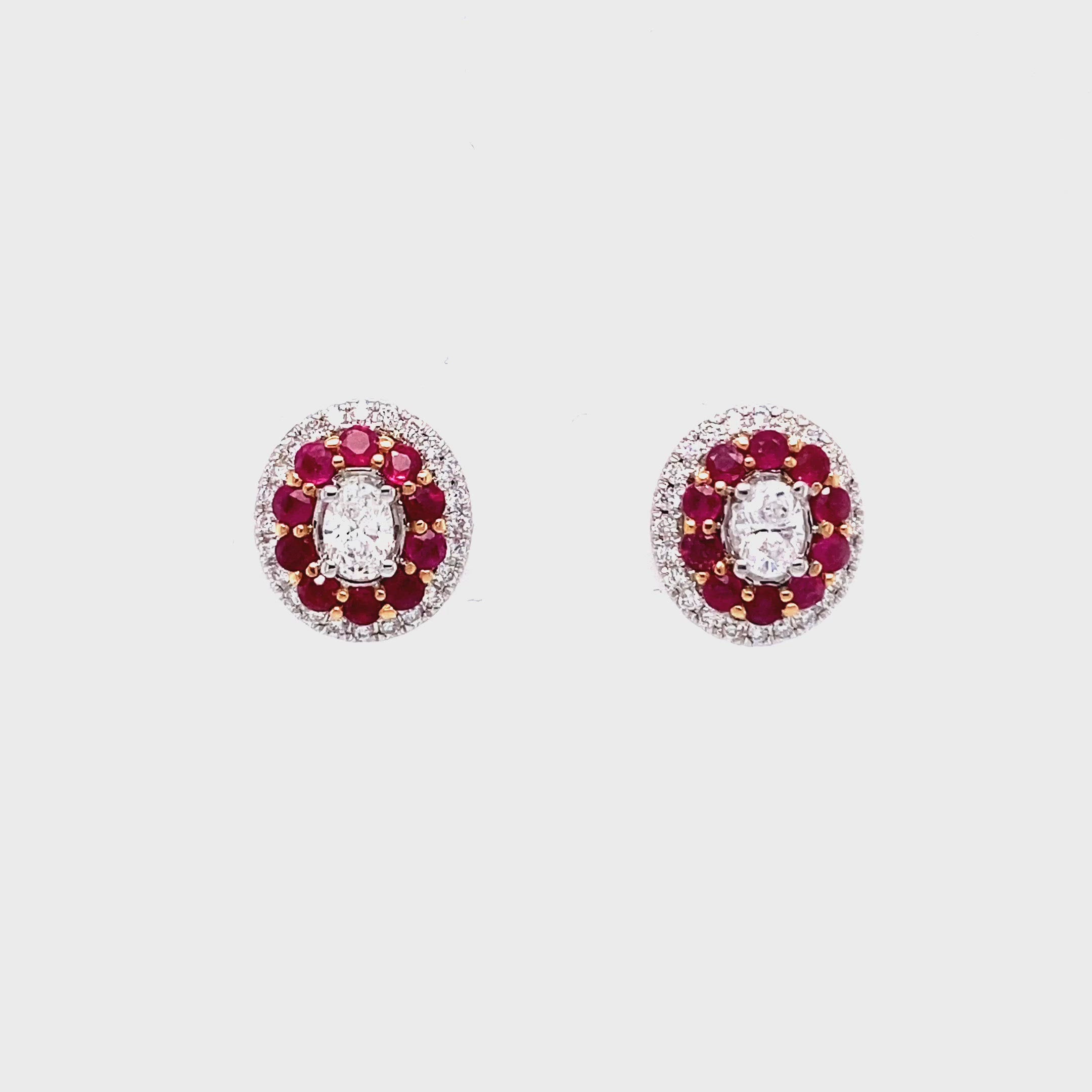 Analia Rubie Stud Earrings in 18k white and rose gold with diamonds