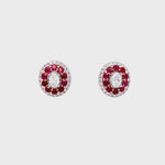 Load and play video in Gallery viewer, Analia Rubie Stud Earrings in 18k white and rose gold with diamonds
