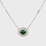 Load and play video in Gallery viewer, Kira Emerald Necklace in 18k white gold with round brilliant diamonds
