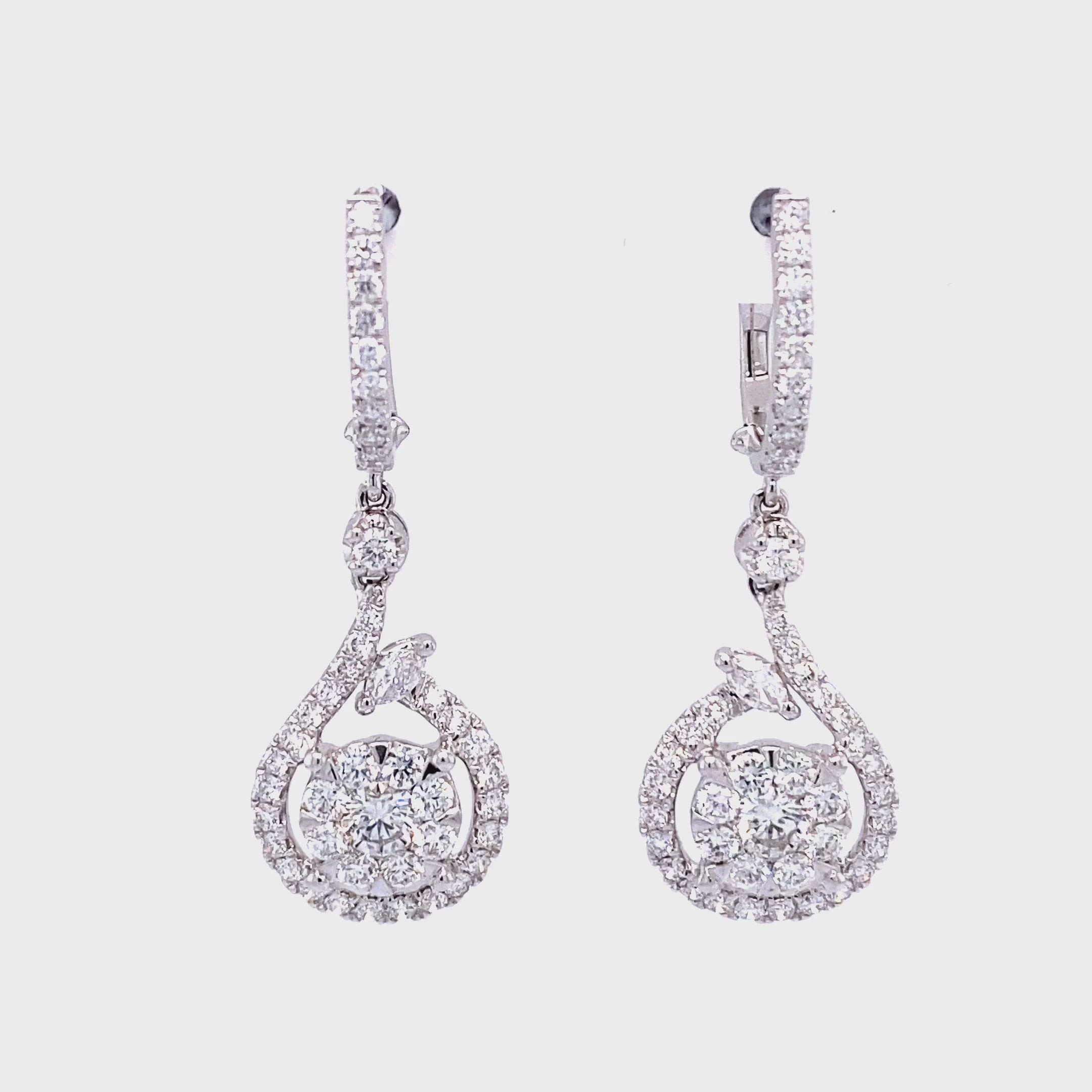 Alice Hoop and Dangle Earrings in 18k white gold with diamonds