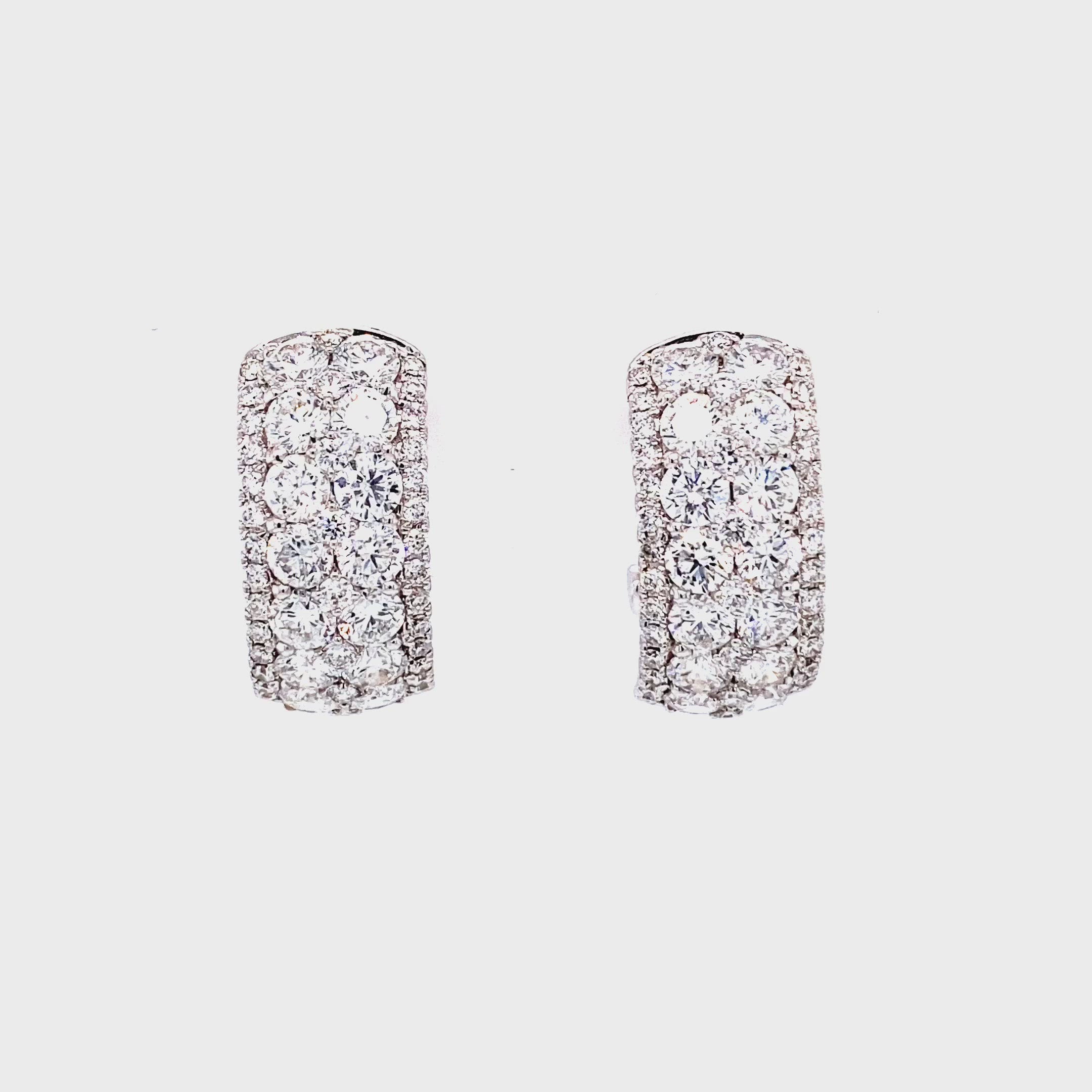 Marley Diamond Cluster Mini Hoops in 18k white gold with diamonds