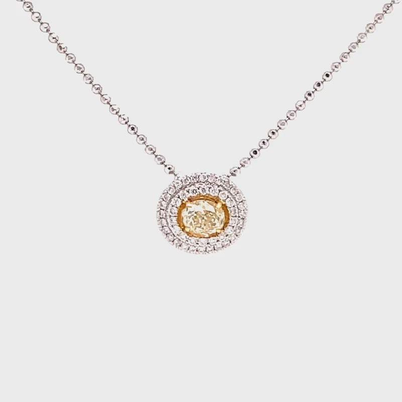 Sophie Yellow Diamond Pendant in 18k white gold with round brilliant diamonds