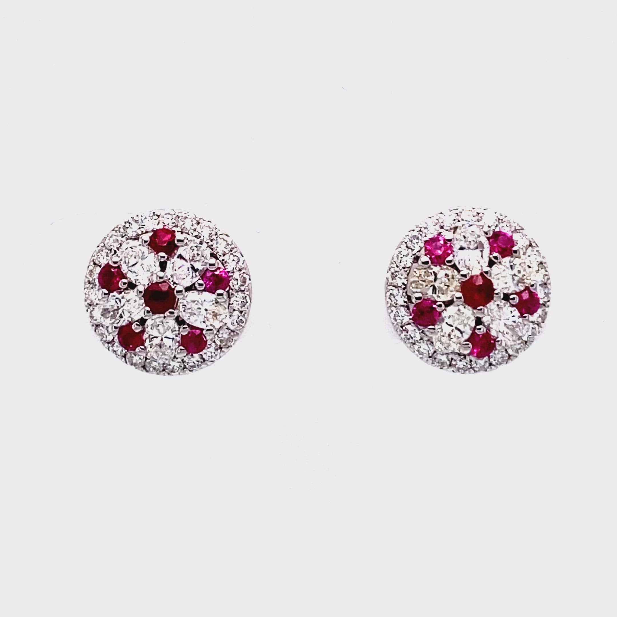 Aria Rubie Stud Earrings in 18k white gold with diamonds