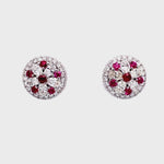 Load and play video in Gallery viewer, Aria Rubie Stud Earrings in 18k white gold with diamonds
