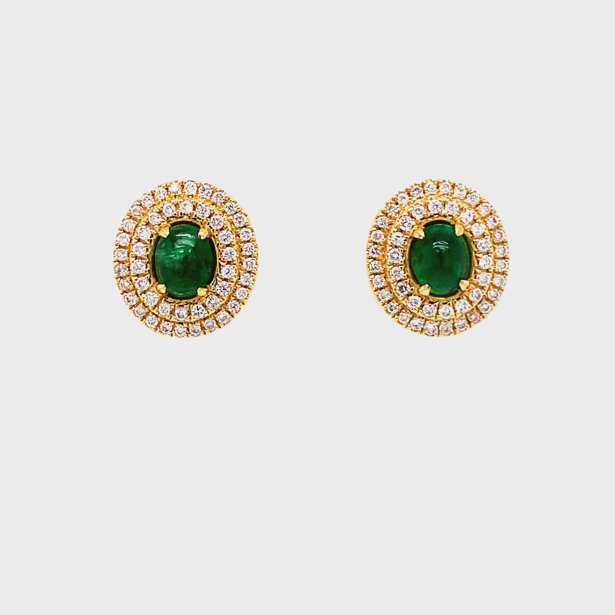 Mila Emerald Stud Earrings in 18k yellow gold with diamonds