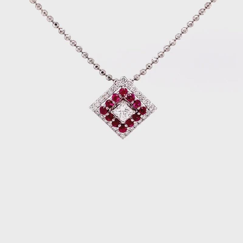 Vera Ruby Pendant in 18k white gold with diamonds