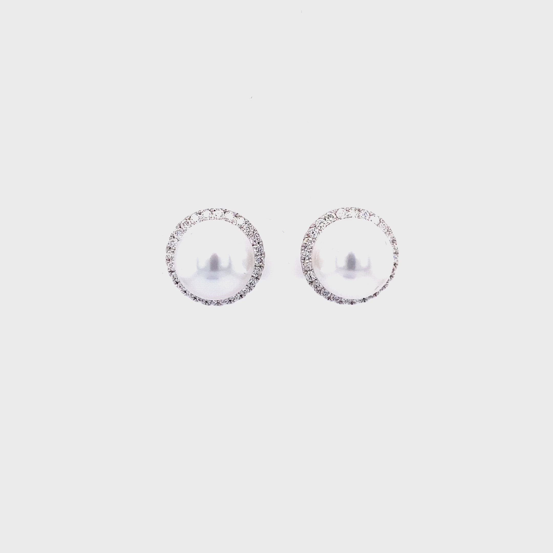 Cleo Pearl Stud Earrings in 18k white gold with diamonds