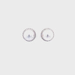 Load and play video in Gallery viewer, Cleo Pearl Stud Earrings in 18k white gold with diamonds
