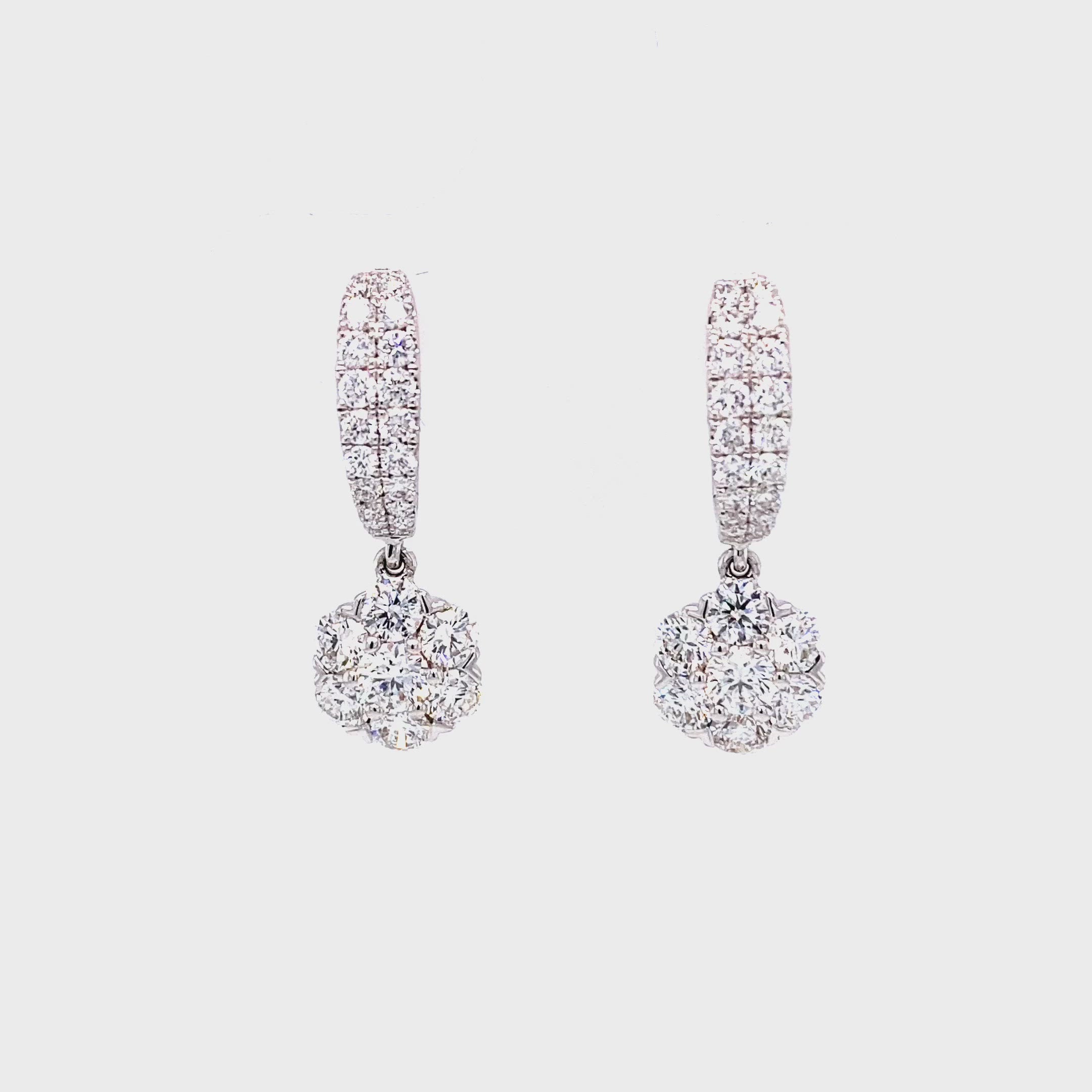 Mindy Hoop and Dangle Earrings in 18k white gold with diamonds