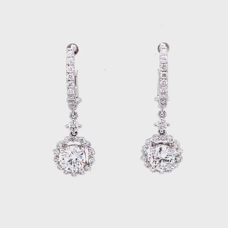 Selena Hoop and Dangle Earrings in 18k white gold with diamonds