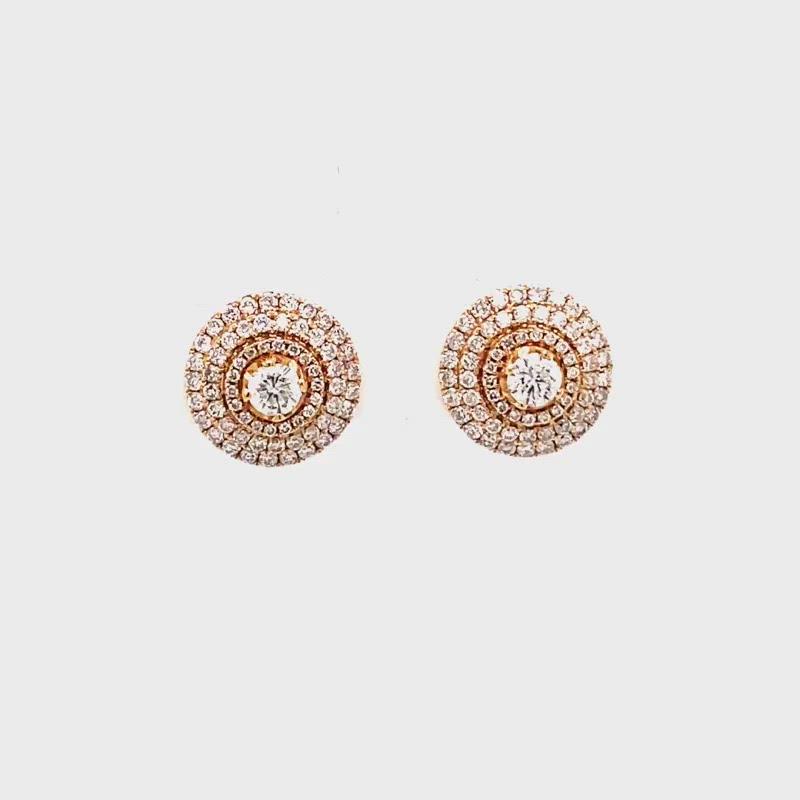 Beatrice Studs in 18k rose gold with round brilliant diamonds