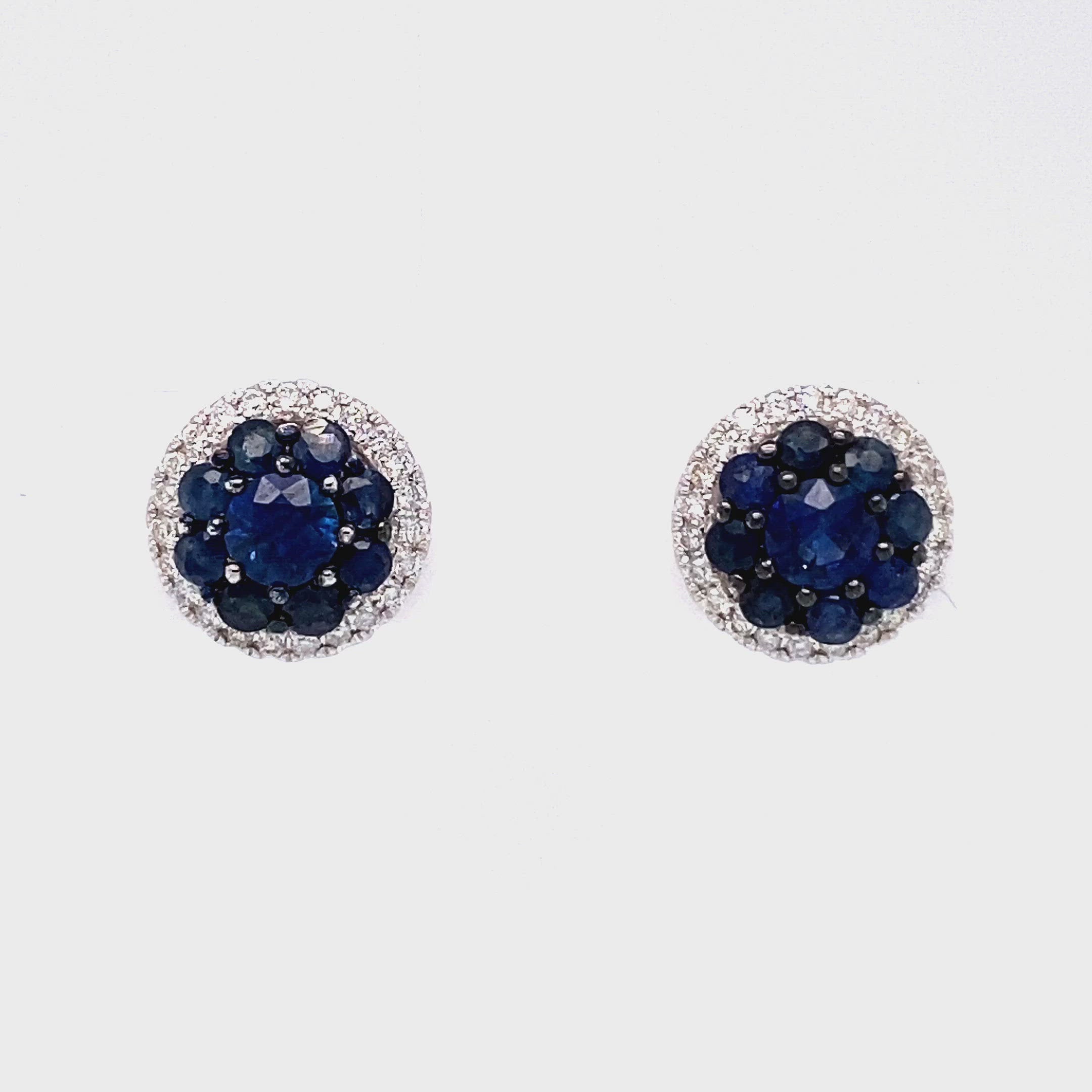 Grecia Sapphire Stud Earrings in 18k white gold with diamonds