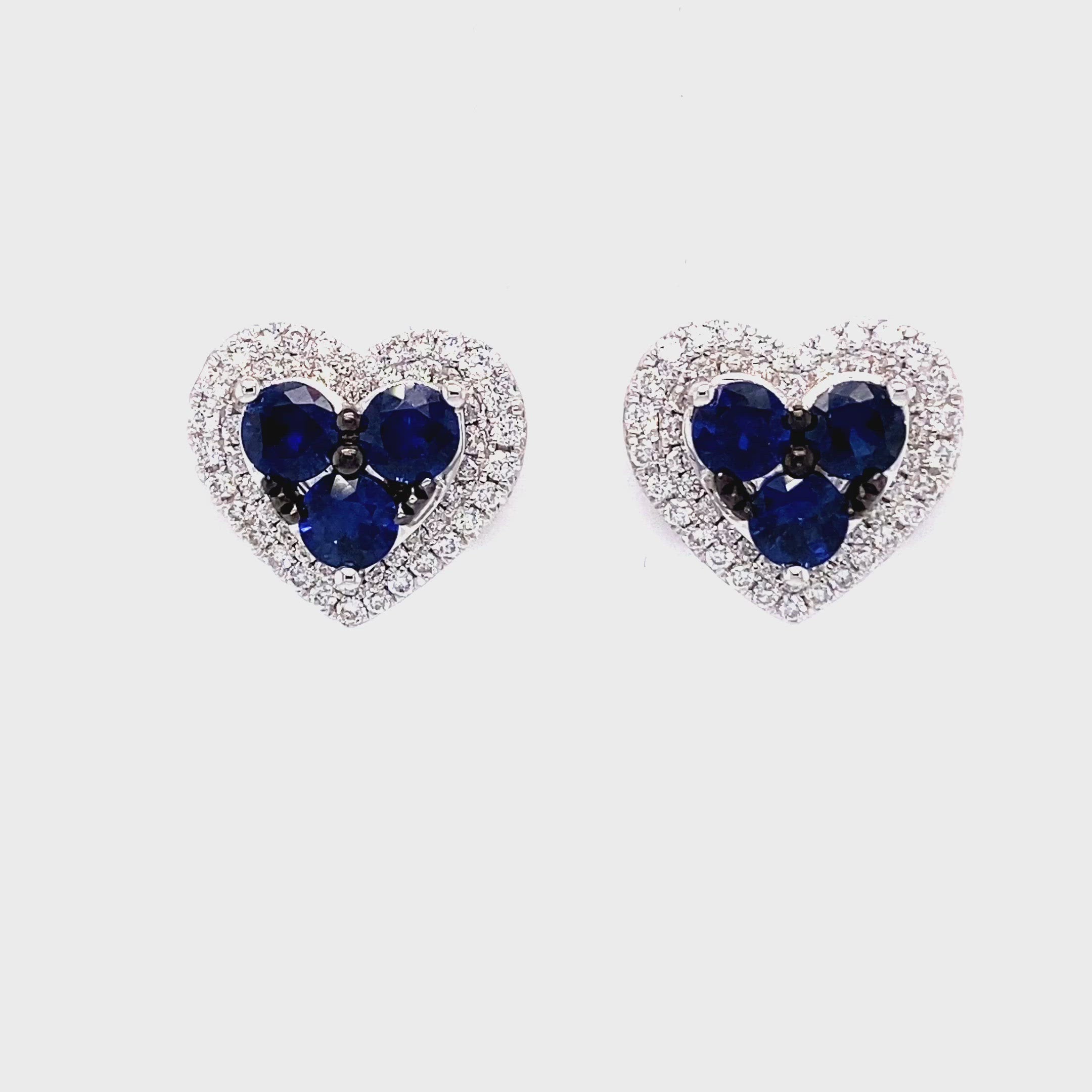 Aviana Sapphire Stud Earrings in 18k white gold with diamonds