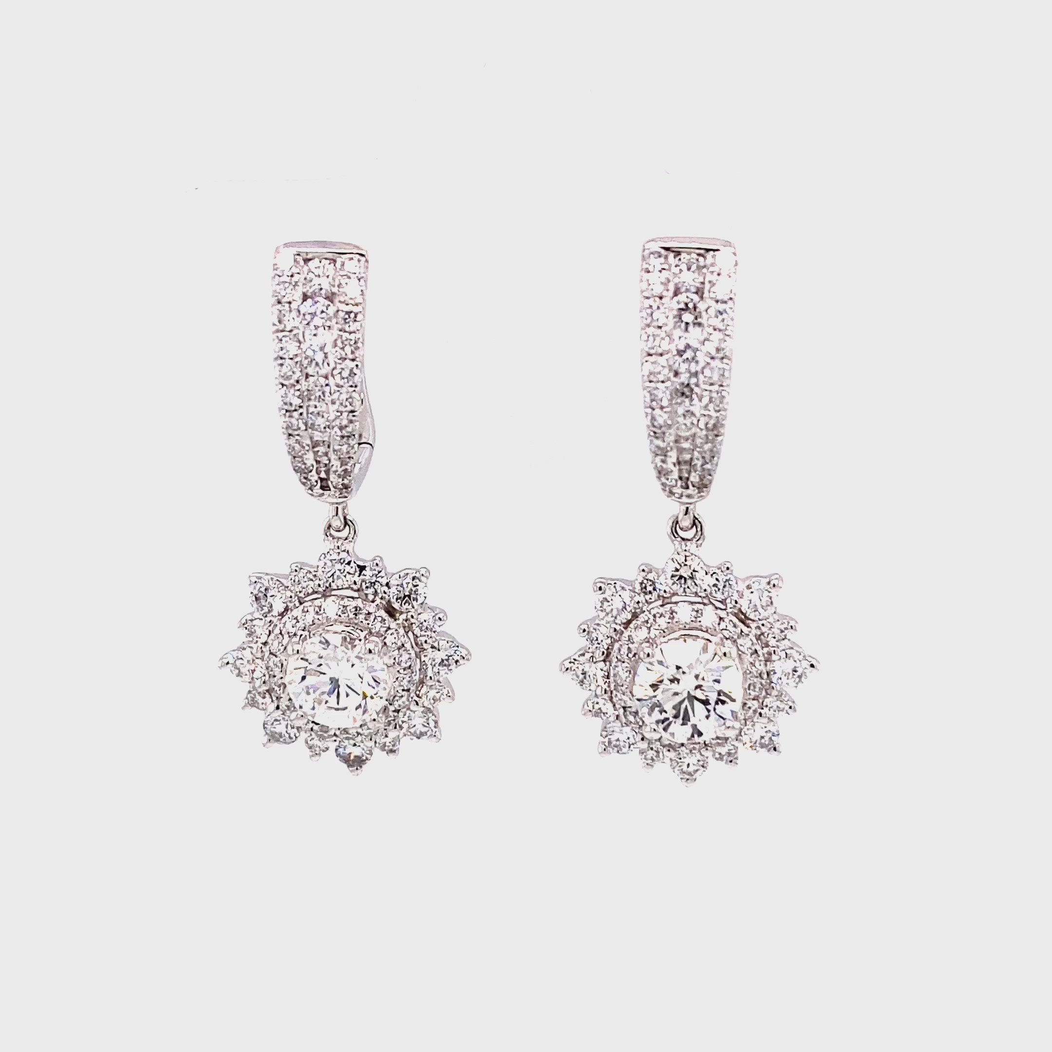 Rae Hoop and Dangle Earrings in 18k white gold with diamonds