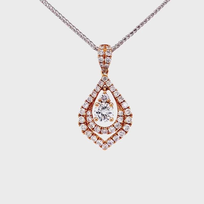 Caroline Pendant in 18k rose gold with diamonds