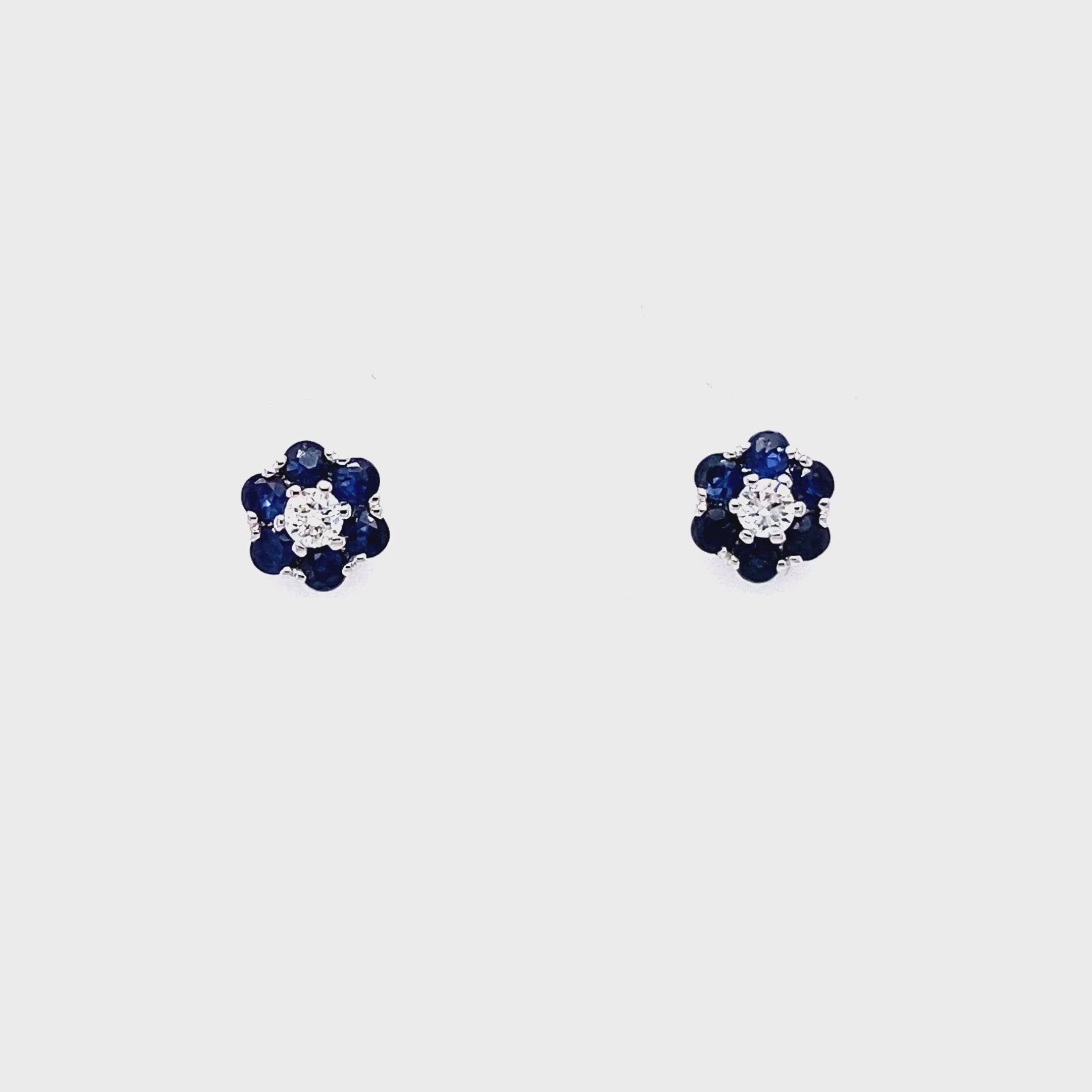 Adley Sapphire Stud Earrings in 18k white gold with diamonds