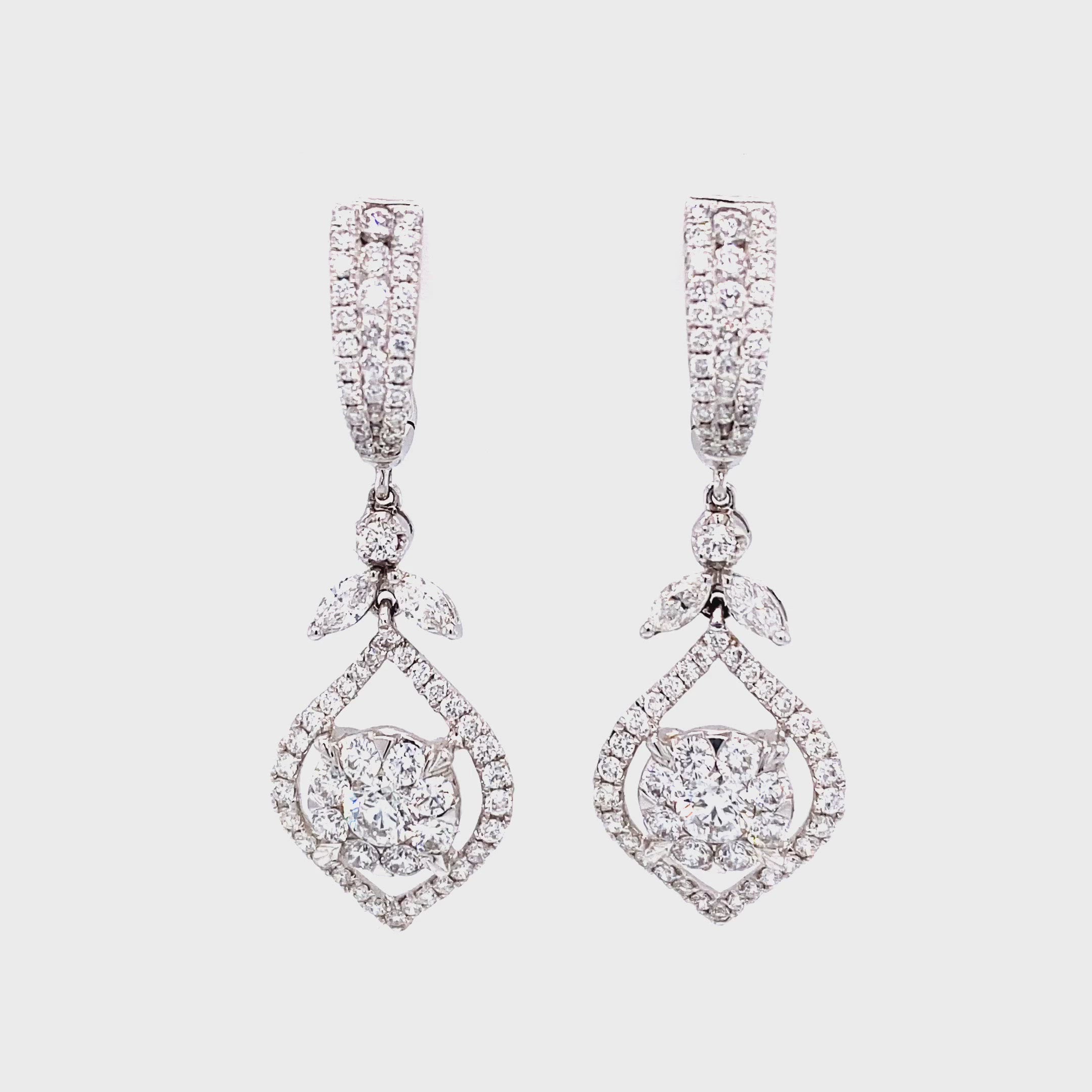 Elliott Hoop and Dangle Earrings in 18k white gold with diamonds