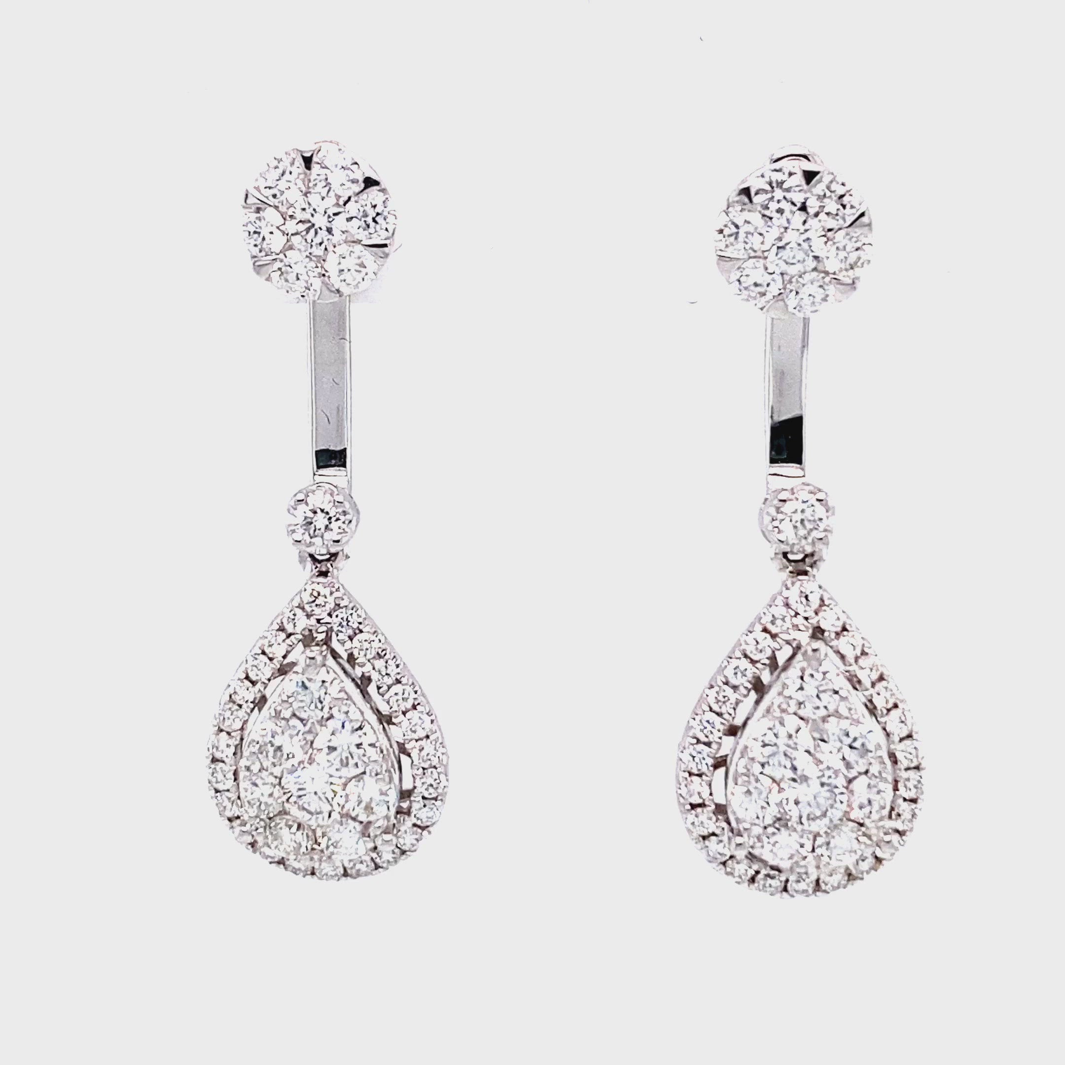 Elodie Drop Earrings in 18k white gold with diamonds