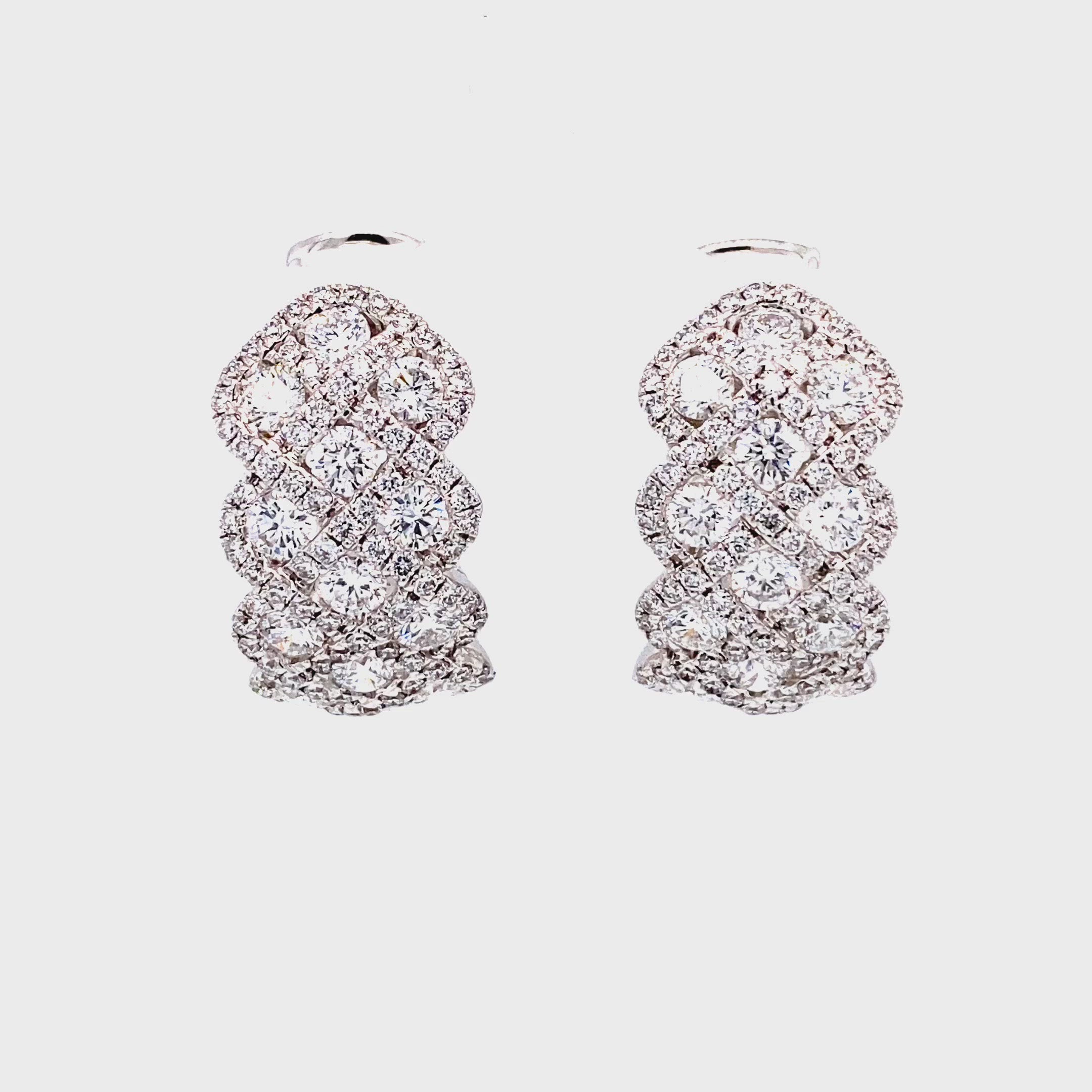 Emma Mini Hoop Earrings in 18k white gold with diamonds