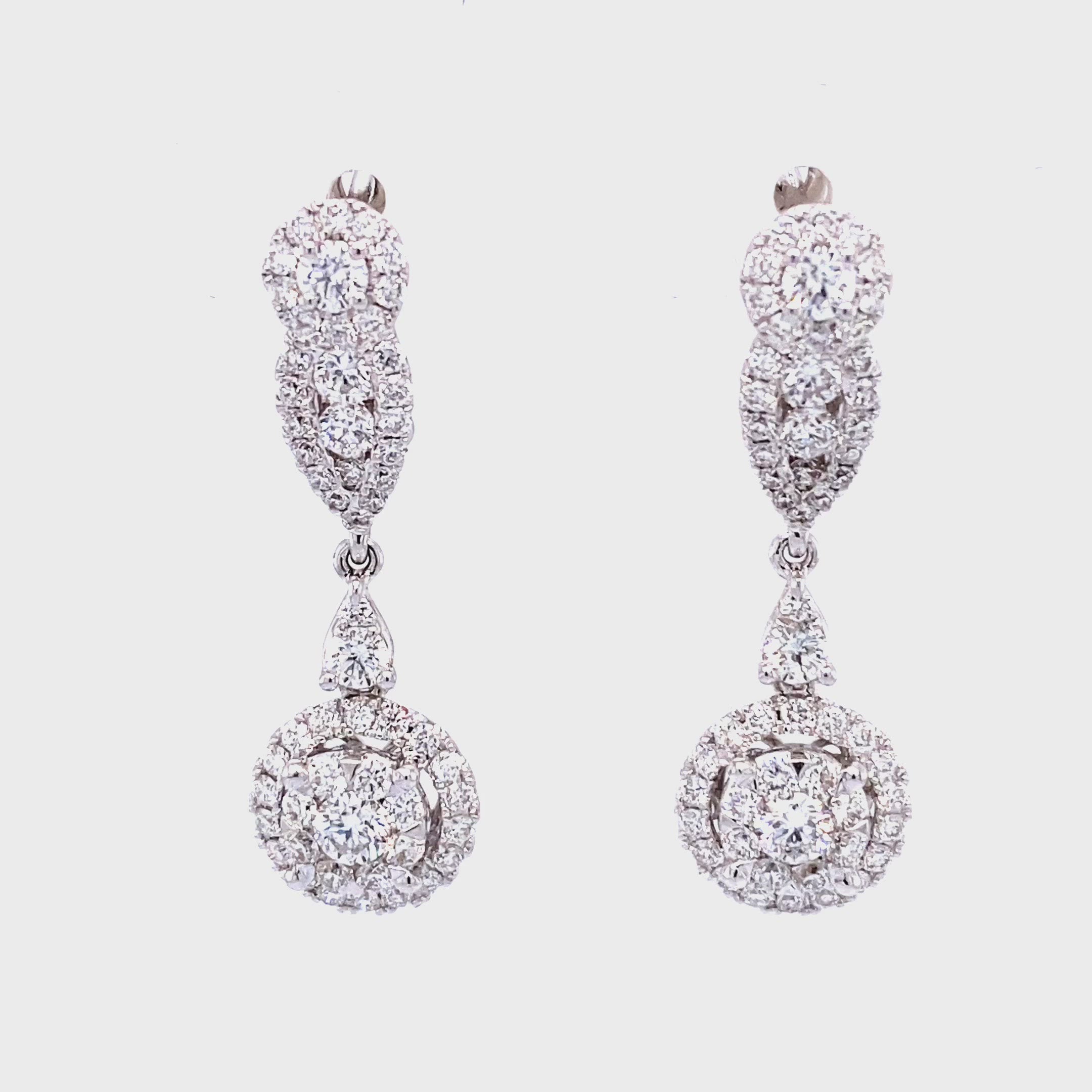 Marlowe Hoop and Dangle Earrings in 18k white gold with diamonds