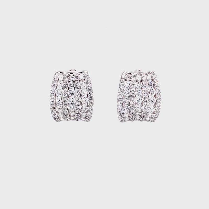 Winnie Diamond Cluster Mini Hoops in 18k white gold