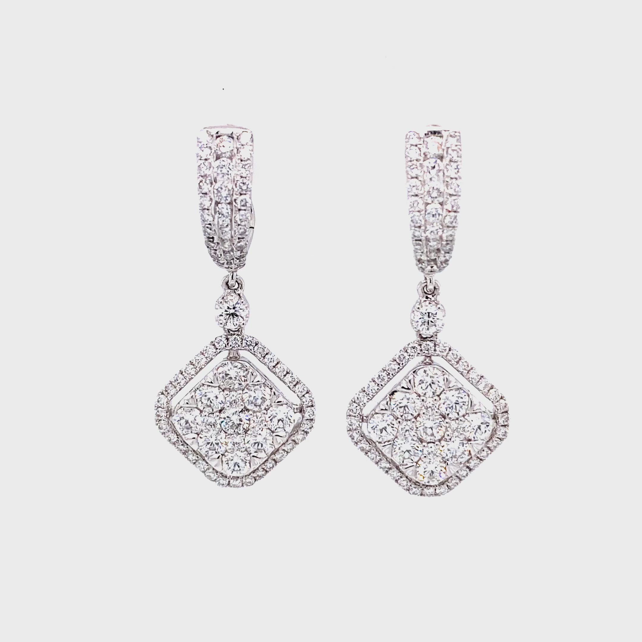 Nella Hoop and Dangle Earrings in 18k white gold with diamonds