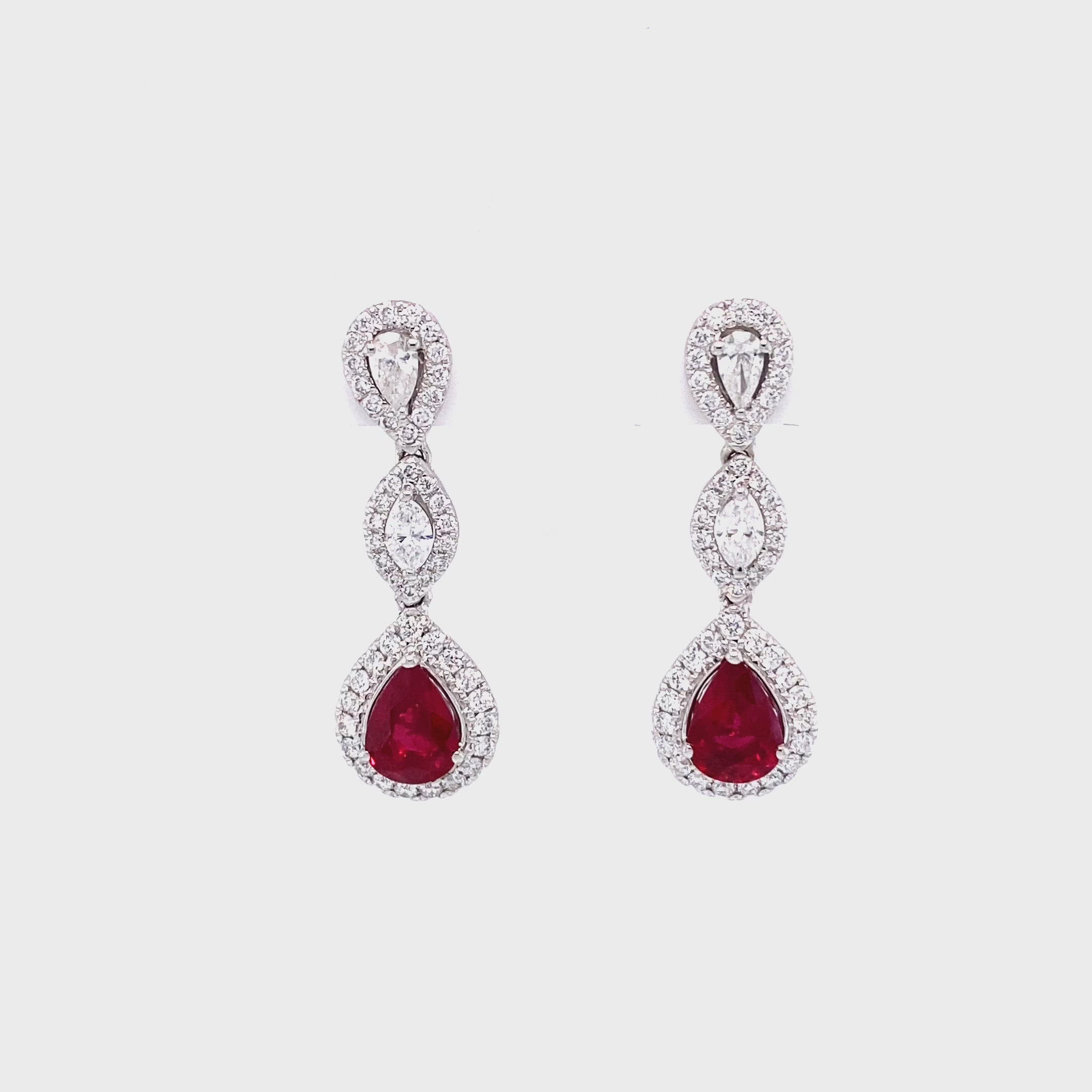 Liv Ruby Drop Earrings in 18k white gold with diamonds